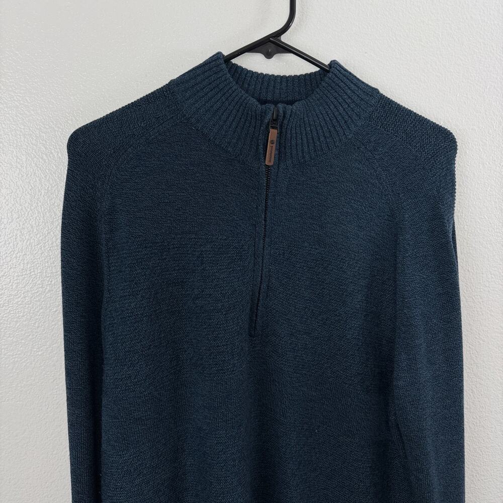 Smartwool Ripple Ridge Sweater Mens Medium Blue Half Zip Ribbed Merino Blend * - Picture 2 of 11
